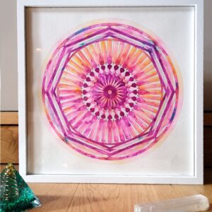 HEART SHIELD – Mandala de Geometría Islámica en Acuarela
