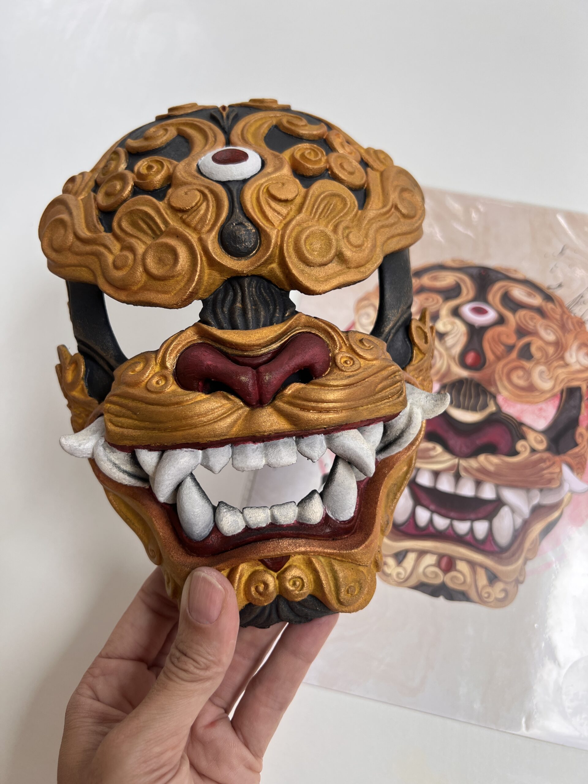 Máscara japonesa KOMAINU | Impresión 3D - Imagen 2